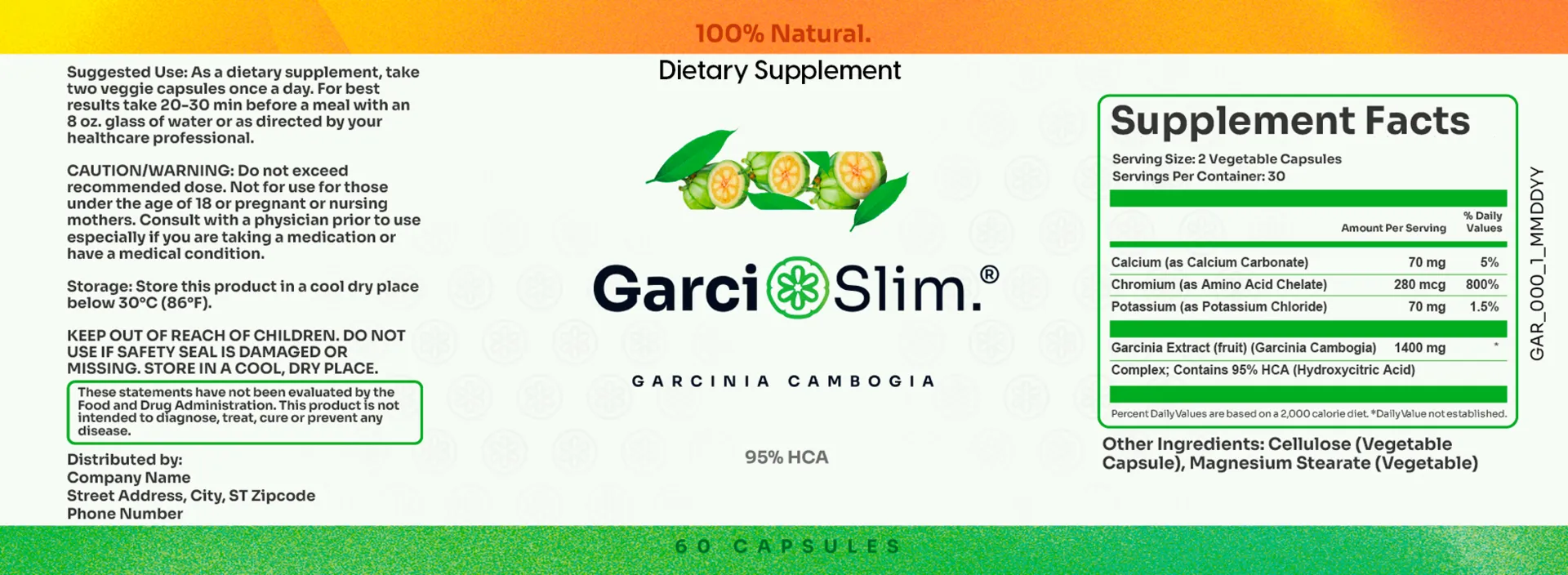 GarciSlim Product Label